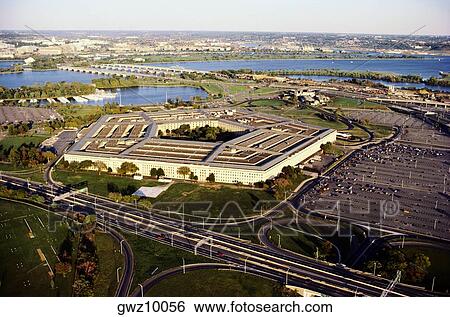 Aerial view of a military building, The Pentagon, Washington DC, USA View Large Photo Image Stock Photograph - Aerial view of a military building, The Pentagon, Washington DC, USA. Fotosearch