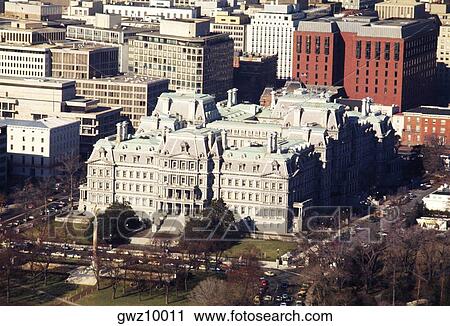 Aerial view of buildings in a city, Old Executive Office Building, Washington DC, USA View Large Photo Image Stock Image - Aerial view of buildings in a city, Old Executive Office Building, Washington DC, USA. Fotosearch