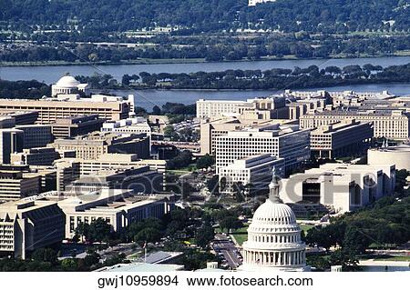 Aerial view of buildings in a city, Washington DC, USA View Large Photo Image Picture - Aerial view of buildings in a city, Washington DC, USA. Fotosearch