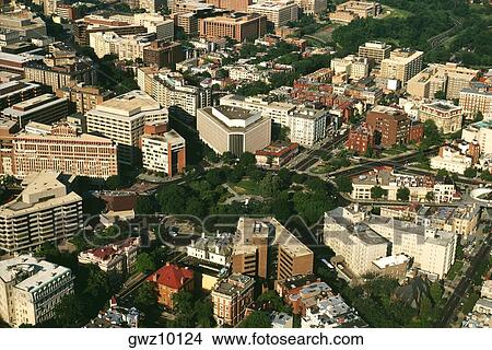 Aerial view of buildings in a city, Dupont Circle, Washington DC, USA View Large Photo Image Picture - Aerial view of buildings in a city, Dupont Circle, Washington DC, USA. Fotosearch