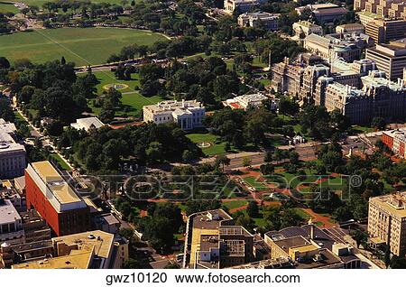 Aerial view of buildings in a city, White House, Washington DC, USA View Large Photo Image Stock Image - Aerial view of buildings in a city, White House, Washington DC, USA. Fotosearch