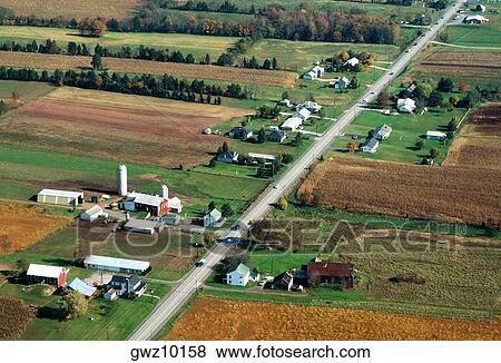 Stock Photo - Aerial view of country side, PA. Fotosearch