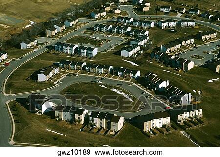 Stock Photo - Aerial view of housing in Prince George’s County, Maryland. Fotosearch