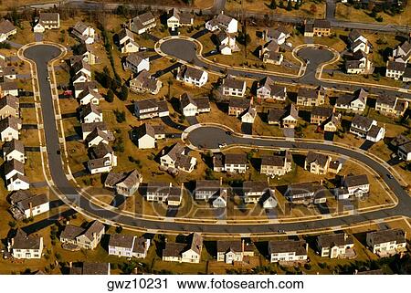 Aerial view of neighborhood of single Family homes View Large Photo Image Stock Image - Aerial view of neighborhood of single Family homes. Fotosearch