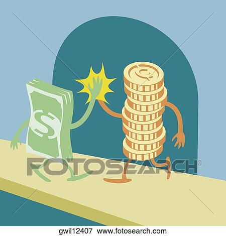 American paper currency and coins high fiving View Large Photo Image Stock Photo - American paper currency and coins high fiving. Fotosearch