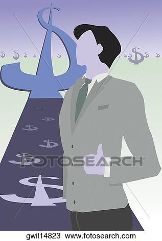 Close-up of a businessman with dollar signs View Large Photo Image Stock Image - Close-up of a businessman with dollar signs. Fotosearch