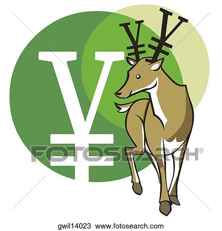 Close-up of a deer with the Yen sign View Large Photo Image Stock Image - Close-up of a deer with the Yen sign. Fotosearch