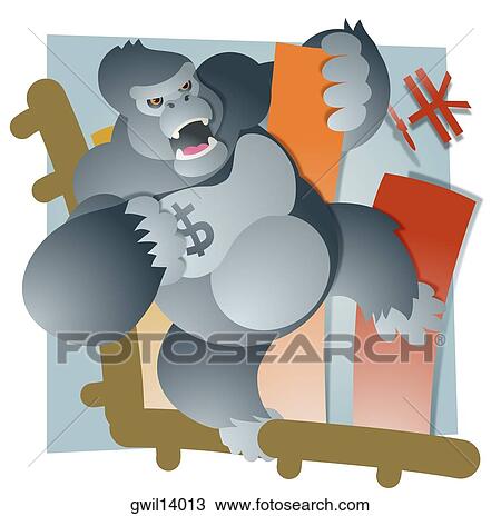 Close-up of a gorilla with a dollar sign View Large Photo Image Stock Image - Close-up of a gorilla with a dollar sign. Fotosearch