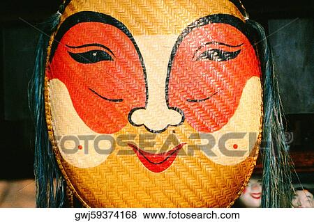Close-up of a painting on a cane basket View Large Photo Image Stock Photo - Close-up of a painting on a cane basket. Fotosearch