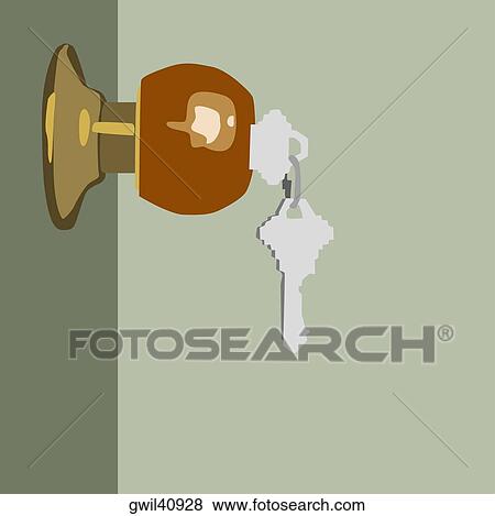 Close-up of keys in a door lock View Large Photo Image Stock Photo - Close-up of keys in a door lock. Fotosearch