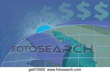 Dollar signs on a globe View Large Photo Image Stock Image - Dollar signs on a globe. Fotosearch