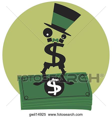 Dollar symbol wearing a top hat standing on top of a stack of American dollar bills View Large Photo Image Stock Photography - Dollar symbol wearing a top hat standing on top of a stack of American dollar bills. Fotosearch