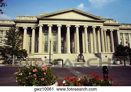 Facade of a government building, US Treasury Department, Washington DC, USA View Large Photo Image Stock Image - Facade of a government building, US Treasury Department, Washington DC, USA. Fotosearch