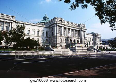 Stock Photograph - Government building beside a road, Library Of Congress, Washington DC, USA. Fotosearch