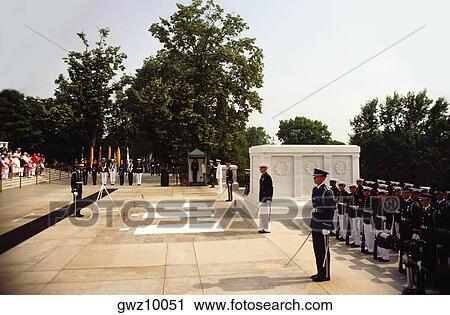 Stock Image - Group of military people at a cemetery, Arlington National Cemetery, Arlington, Virginia, USA. Fotosearch