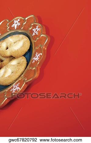 Stock Image - High angle view of cookies on a tray. Fotosearch