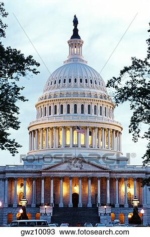 Low angle view of a government building lit up at dusk, Capitol Building, Washington DC, USA View Large Photo Image Stock Image - Low angle view of a government building lit up at dusk, Capitol Building, Washington DC, USA. Fotosearch