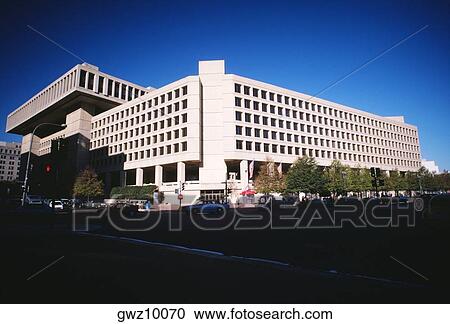 Stock Image - Low angle view of a government building, FBI Building, Washington DC, USA. Fotosearch