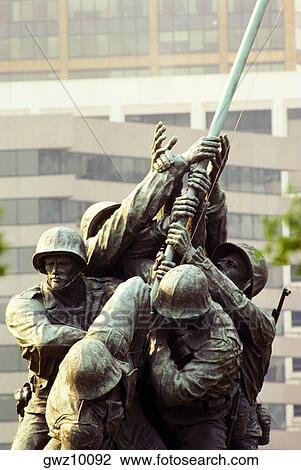 Stock Image - Low angle view of a war memorial, Iwo Jima Memorial, Virginia, USA. Fotosearch