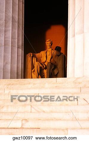 Stock Photo - Low angle view of an Abraham Lincoln statue, Lincoln Memorial, Washington DC, USA. Fotosearch