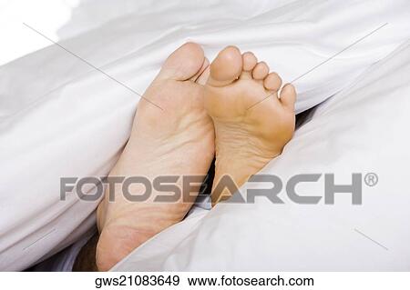 Low section view of the feet of two people on a bed View Large Photo Image Stock Photo - Low section view of the feet of two people on a bed. Fotosearch