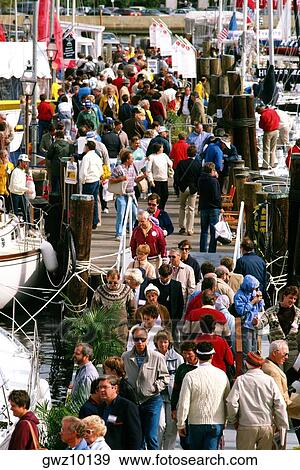 Stock Photo - People and activity at the Annapolios Sailboat show, Maryland. Fotosearch