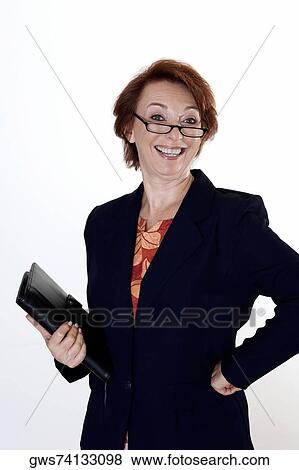 Portrait of a businesswoman holding a file View Large Photo Image Stock Photo - Portrait of a businesswoman holding a file. Fotosearch