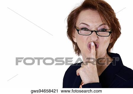 Portrait of a businesswoman with her finger on her lips View Large Photo Image Stock Image - Portrait of a businesswoman with her finger on her lips. Fotosearch