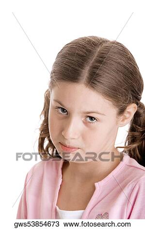 Stock Image - Portrait of a girl looking sad. Fotosearch