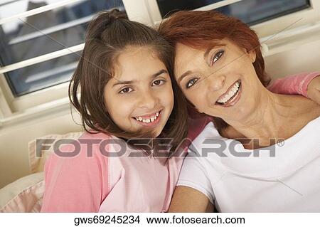 Picture - Portrait of a grandmother with her granddaughter. Fotosearch
