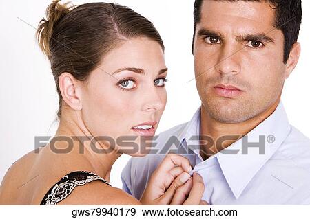Portrait of a young woman and a mid adult man View Large Photo Image Stock Photo - Portrait of a young woman and a mid adult man. Fotosearch
