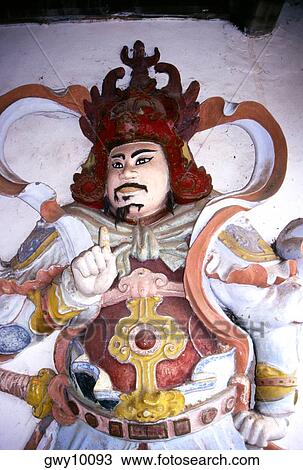 Stock Image - Temple Guardian, Thien Mu Pagoda, Hue, Vietnam. Fotosearch