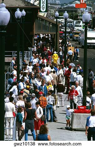 Tourists along Fisherman’s Wharf in San Francisco, California View Large Photo Image Stock Photo - Tourists along Fisherman’s Wharf in San Francisco, California. Fotosearch