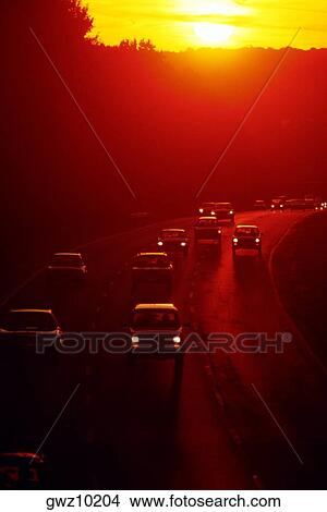 Traffic along I-495 at sunset, Maryland View Large Photo Image Picture - Traffic along I-495 at sunset, Maryland. Fotosearch