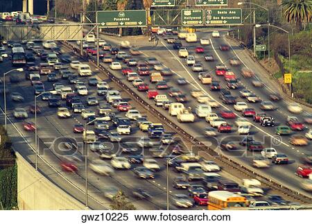 Traffic on Los Angeles freeways with freeway signs View Large Photo Image Stock Photography - Traffic on Los Angeles freeways with freeway signs. Fotosearch