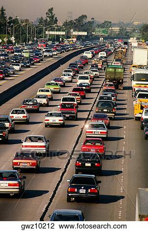 Traffic on Los Angeles Highway View Large Photo Image Stock Image - Traffic on Los Angeles Highway. Fotosearch
