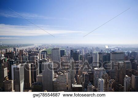 Stock Photo - Aerial view of buildings in a city, New York City, New York State, USA. Fotosearch