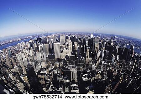 Picture - Aerial view of buildings in a city. Fotosearch