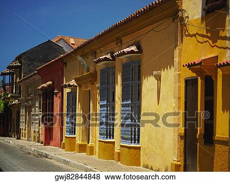Buildings along a road, Cartagena, Colombia View Large Photo Image Stock Photo - Buildings along a road, Cartagena, Colombia. Fotosearch
