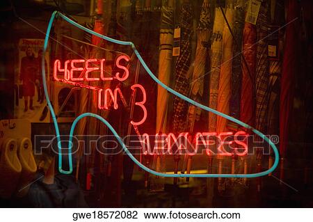 Stock Image - Close-up of a neon sign. Fotosearch