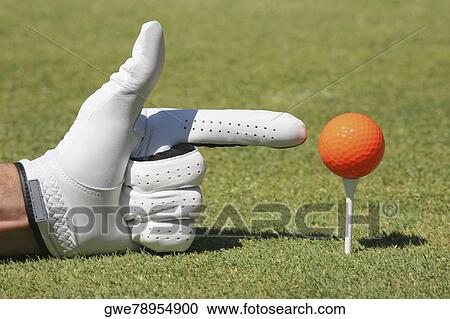 Close-up of a person's hand pointing at a golf ball on a golf tee View Large Photo Image Stock Image - Close-up of a person's hand pointing at a golf ball on a golf tee. Fotosearch