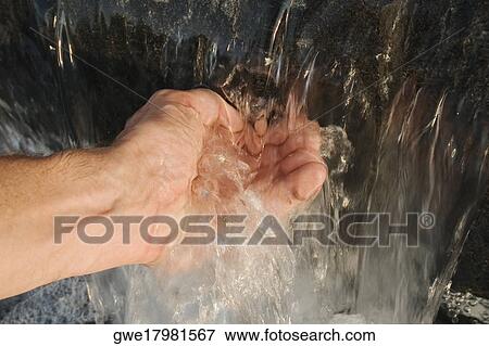 Close-up of a person's hand touching water View Large Photo Image Stock Photo - Close-up of a person's hand touching water. Fotosearch