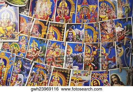 Close-up of a religious posters stall View Large Photo Image Stock Photograph - Close-up of a religious posters stall. Fotosearch