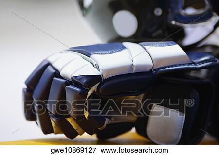 Stock Photo - Close-up of an ice hockey glove. Fotosearch