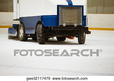 Stock Photo - Close-up of an ice resurfacing machine in an ice rink. Fotosearch