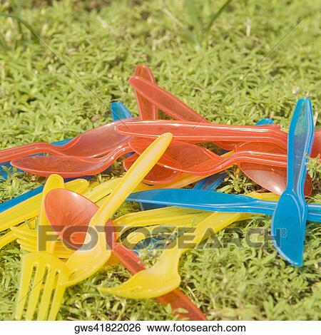 Close-up of plastic forks and spoons View Large Photo Image Stock Photograph - Close-up of plastic forks and spoons. Fotosearch