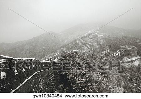 Picture - Fortified wall passing through mountains, Great Wall Of China, China. Fotosearch