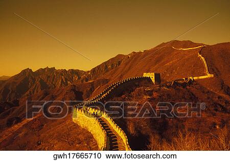 Fortified wall passing through mountains, Great Wall Of China, China View Large Photo Image Stock Image - Fortified wall passing through mountains, Great Wall Of China, China. Fotosearch