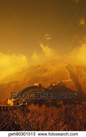 Fortified wall passing through mountains, Great Wall Of China, China View Large Photo Image Stock Image - Fortified wall passing through mountains, Great Wall Of China, China. Fotosearch