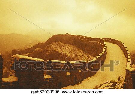 Fortified wall passing through mountains, Great Wall Of China, China View Large Photo Image Stock Photograph - Fortified wall passing through mountains, Great Wall Of China, China. Fotosearch